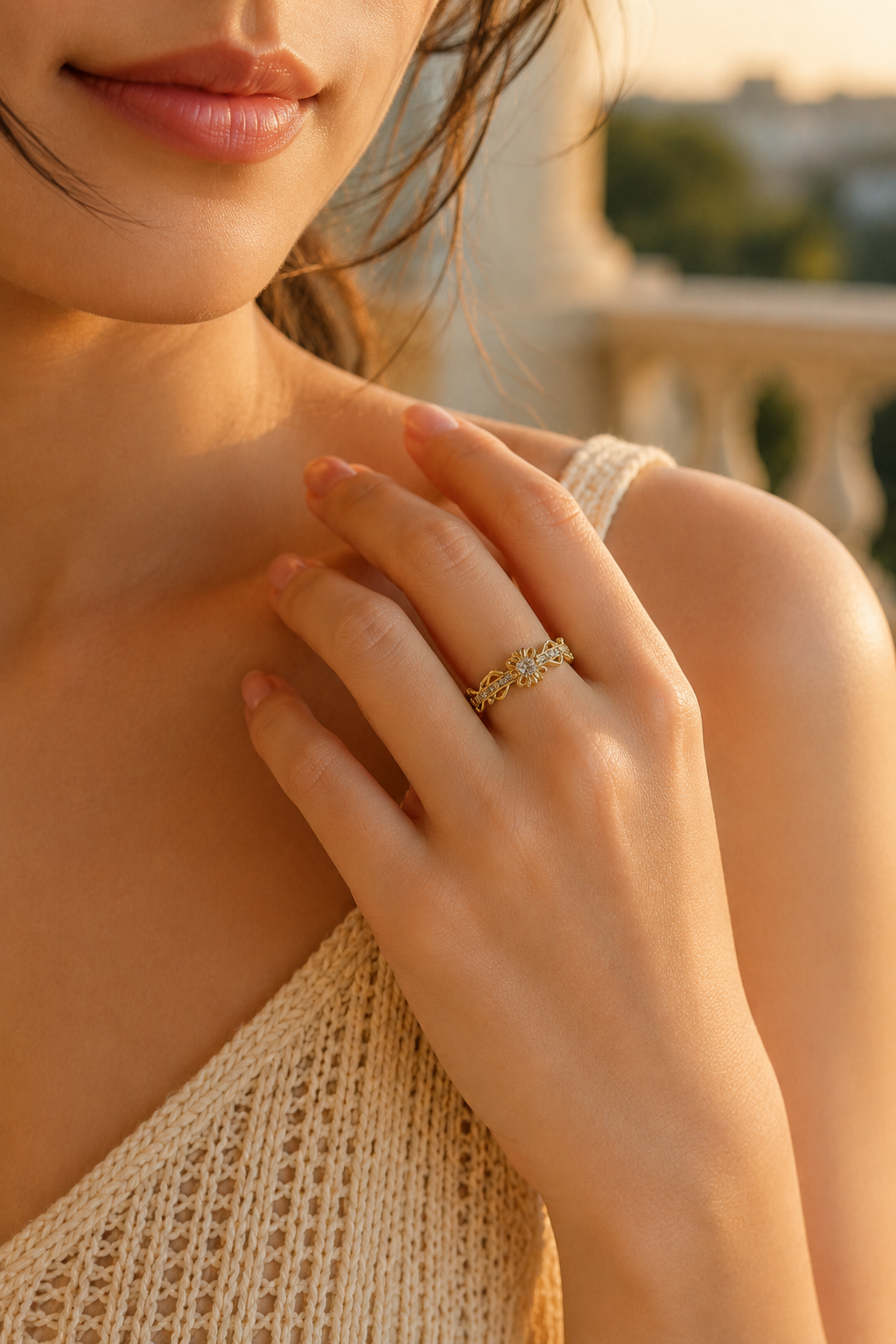 Golden Vintage Floral Ring
