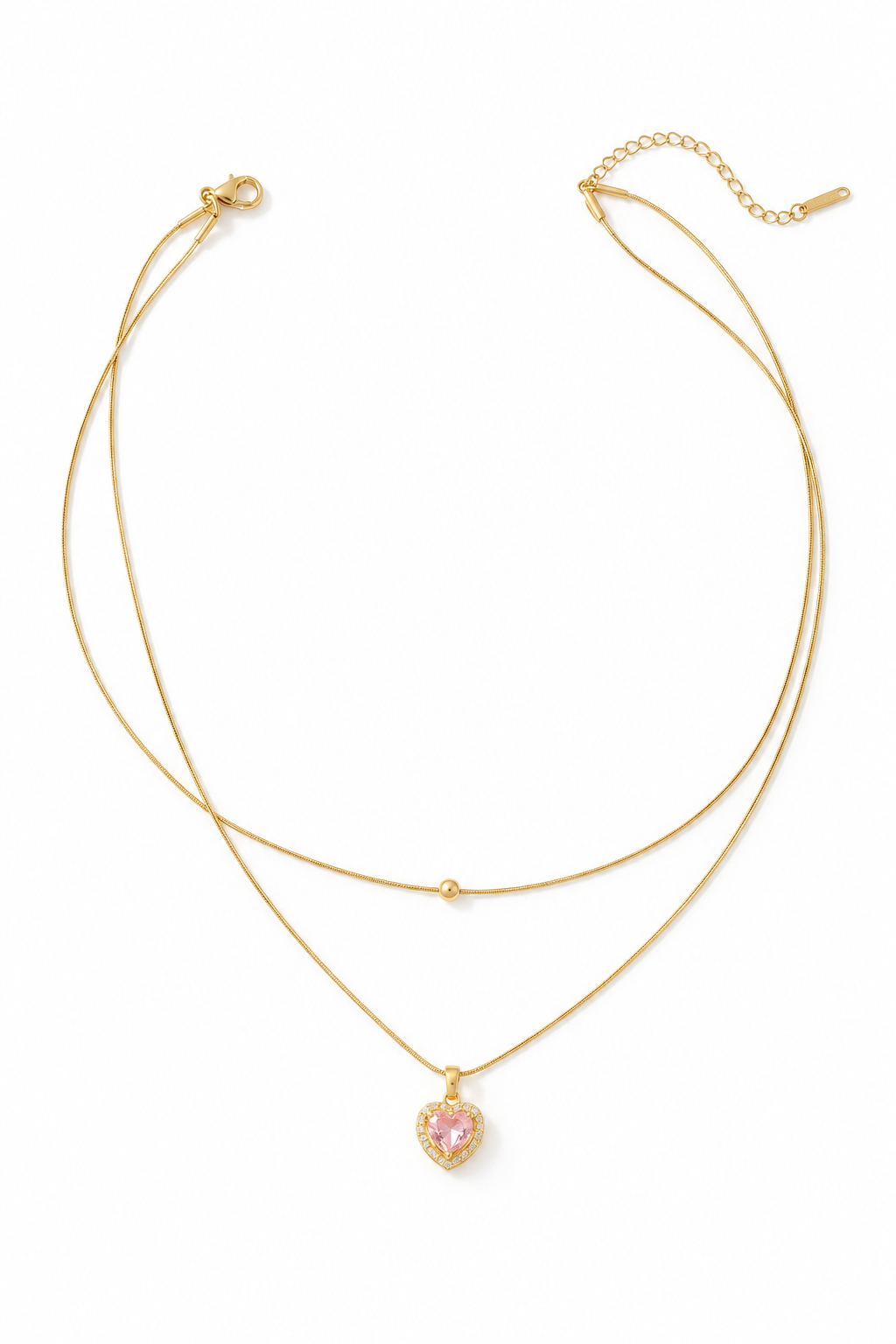 18K Gold-Plated Stainless Steel Double-Layer Heart Necklace